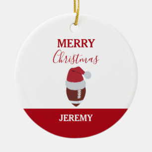 Ornamento De Cerâmica Nome Personalizado da Bola Gridiron de Futebol de 