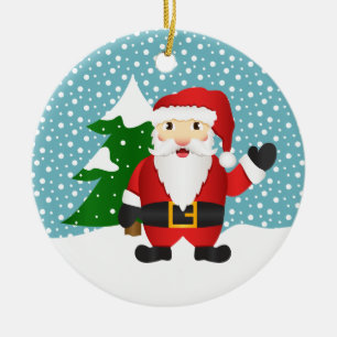 Ornamento De Cerâmica Nome Personalizado Da Família Santa Claus E Natal