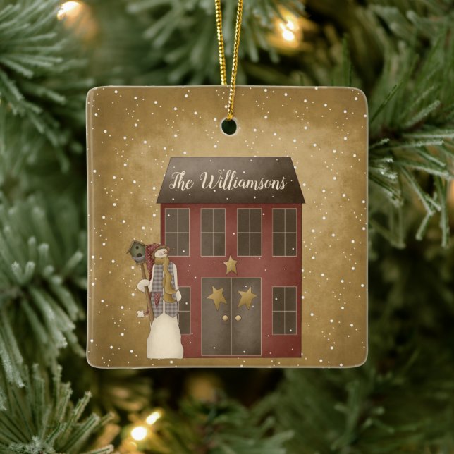 Ornamento De Cerâmica Nome Personalizado da Página Inicial de Natal do P (Árvore)