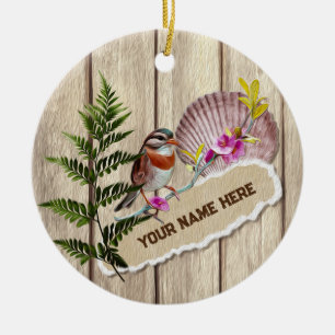 Ornamento De Cerâmica Nome Personalizado da Pintura de Óleo de Madeira T