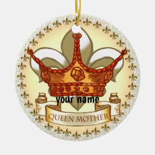 Ornamento De Cerâmica Nome personalizado da Rainha Real Mãe