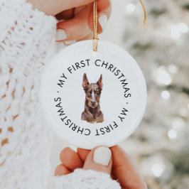 Ornamento De Cerâmica Nome personalizado de cão Doberman Meu primeiro Na