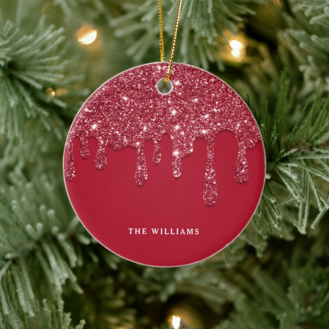 Ornamento De Cerâmica Nome Personalizado de Drivers de Glitter Vermelho (Árvore)
