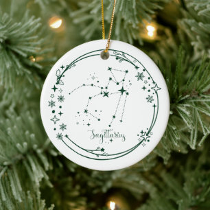 Ornamento De Cerâmica Nome Personalizado de Natal Sagittarius Zodiac Ver
