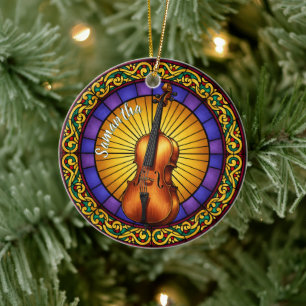 Ornamento De Cerâmica Nome Personalizado do Cello de Vidro Armazenado Na