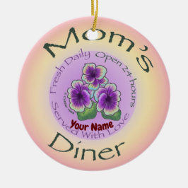 Ornamento De Cerâmica nome personalizado do Mães Diner