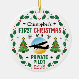 Ornamento De Cerâmica Nome Personalizado do Piloto Privado Personalizado