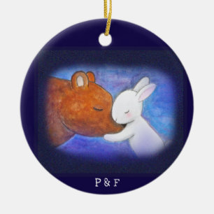 Ornamento De Cerâmica Nome Personalizado do Primeiro Urso de Natal e Coe