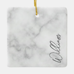 Ornamento De Cerâmica Nome Personalizado do Script Moderno do Marble Bra