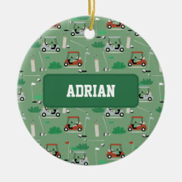 Ornamento De Cerâmica Nome Personalizado do Tema Golfe Moderno