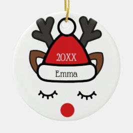 Ornamento De Cerâmica Nome personalizado e foto da diversão do natal Rud