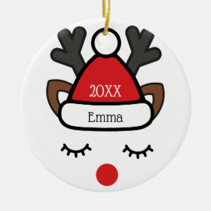 Ornamento De Cerâmica Nome personalizado e foto da diversão do natal Rud