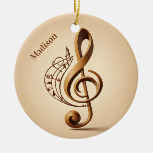 Ornamento De Cerâmica Nome Personalizado e Nota de Limpeza Musical de Te