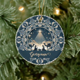 Ornamento De Cerâmica Nome personalizado Estrela de Natividade Maravilha