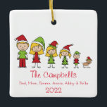 Ornamento De Cerâmica Nome Personalizado Família e Pet Christmas Cerâmic<br><div class="desc">Enfeites de natal personalizados fazem presentes de excelente para todos na sua lista de natais. Sua família vai adorar este enfeites de natal de família personalizado fofo com seu amigo peludo favorito. Este ornamento está disponível em uma variedade de diferentes opções para pais, mães, crianças e animais de estimação. Visite...</div>