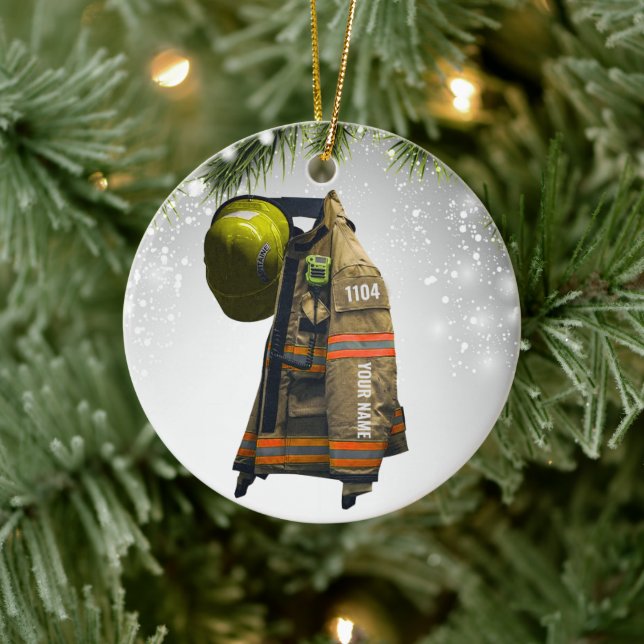 Ornamento De Cerâmica Nome personalizado incêndio de presente de bombeir (Árvore)