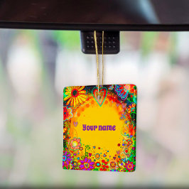 Ornamento De Cerâmica Nome Personalizado Inspiridade Amarela Floral