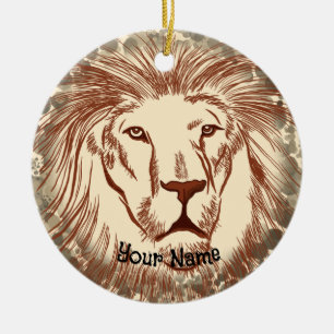 Ornamento De Cerâmica Nome personalizado Lion Face