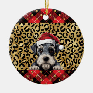 Ornamento De Cerâmica Nome Personalizado Miniatura Schnauzer cão Santa h