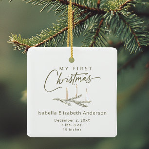 Ornamento De Cerâmica Nome Personalizado Nascimento Diz Meu Primeiro Nat