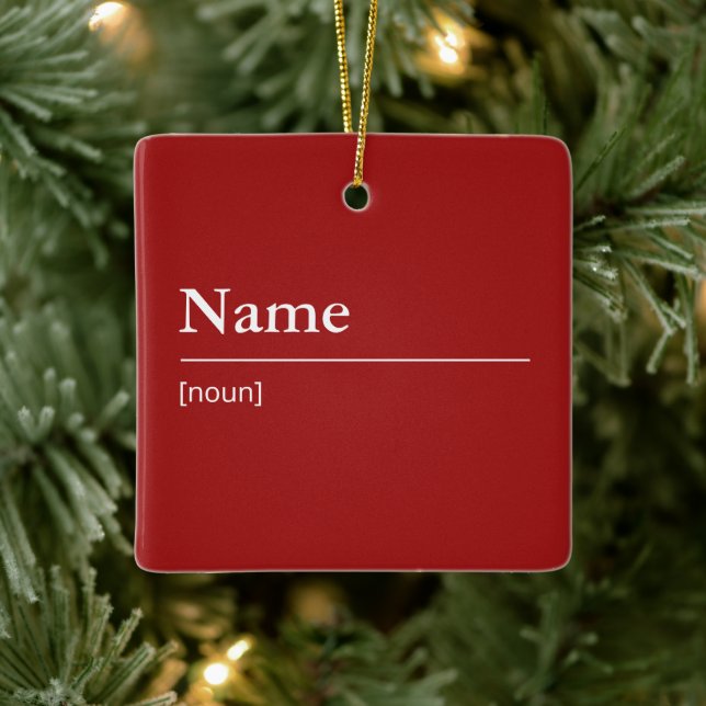 Ornamento De Cerâmica Nome personalizado ou dicionário do Word vermelho  (Árvore)