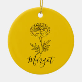 Ornamento De Cerâmica Nome Personalizado Outubro Marigold Birth Flower