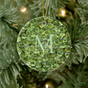 Ornamento De Cerâmica Nome Personalizado Peridot Birthstone Monograma