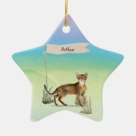 Ornamento De Cerâmica Nome Personalizado Pet de Cat Abyssinian