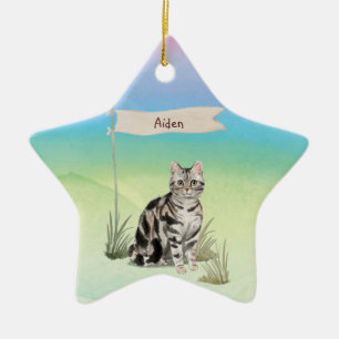 Ornamento De Cerâmica Nome Personalizado Pet Pet de Cabelo Curto America