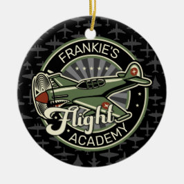 Ornamento De Cerâmica NOME Personalizado Plano de Guerra Militar da 2ª G