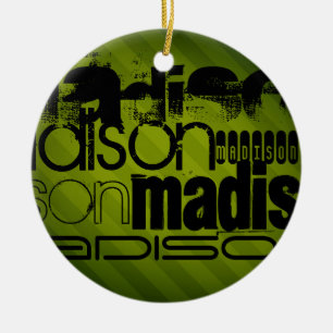 Ornamento De Cerâmica Nome Personalizado, Preto e Verde Azul