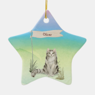 Ornamento De Cerâmica Nome Personalizado Ragamuffin Cat Pet