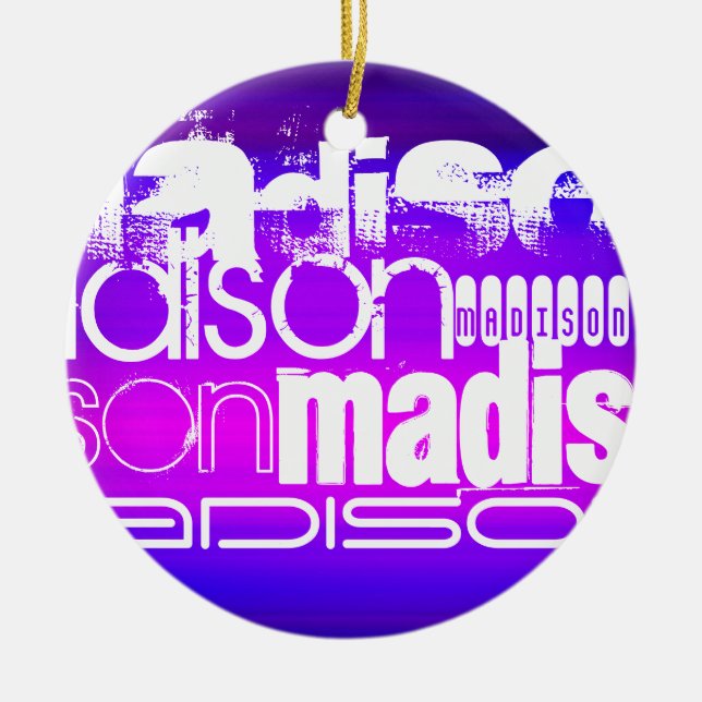 Ornamento De Cerâmica Nome Personalizado; Rosa, Violeta Azul, Magenta, P (Frente)