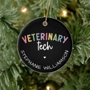 Ornamento De Cerâmica Nome Personalizado técnico veterinário Vet Techn