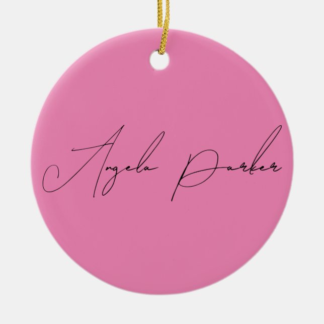 Ornamento De Cerâmica Nome Profissional Rosa Simples Simples (Frente)