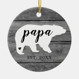 Ornamento De Cerâmica Nome Rústico Urso Coração Nascimento