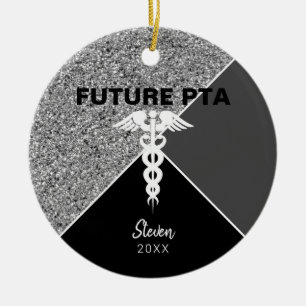 Ornamento De Cerâmica Nome Silver Futuro do Assistente Terapêutico Fís