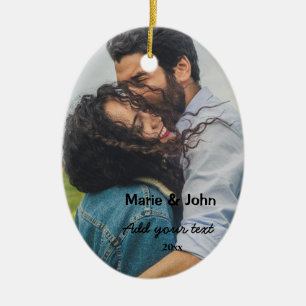 Ornamento De Cerâmica nome simples mínimo personalizado monograma nome
