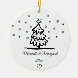 Ornamento De Cerâmica Nomes de Casais Personalizados Natal Para Namorado