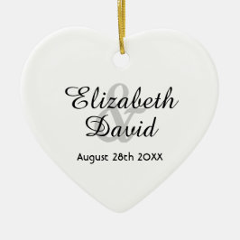 Ornamento De Cerâmica Nomes de casamentos data white