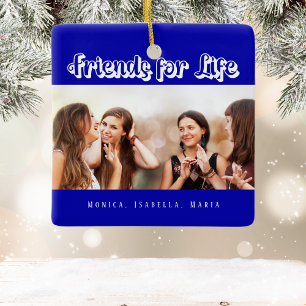 Ornamento De Cerâmica Nomes de fotos reais azuis