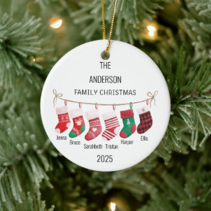 Ornamento De Cerâmica Nomes de Meias de Natal Personalizadas 6 / Ano Enf