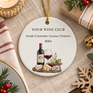 Ornamento De Cerâmica Nomes dos membros do clube de vinho