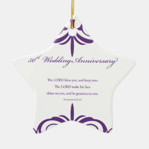 Ornamento De Cerâmica Nomes personalizados, 50º aniversário de casamen