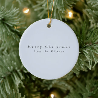 Ornamento De Cerâmica Nomes Personalizados Casamento Natal Azul Moderno