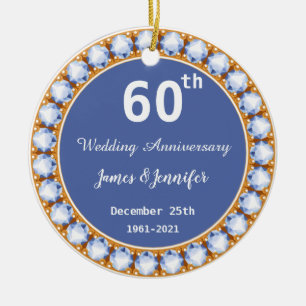 Ornamento De Cerâmica Nomes personalizados de diamante de aniversário d
