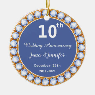 Ornamento De Cerâmica Nomes personalizados de diamante de aniversário d