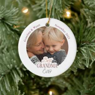Ornamento De Cerâmica Nomes Personalizados Foto Melhor Avó de Todos os T