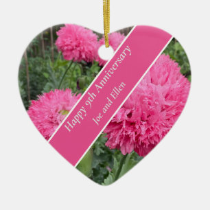 Ornamento De Cerâmica Nono aniversário de Casamento, Poppy