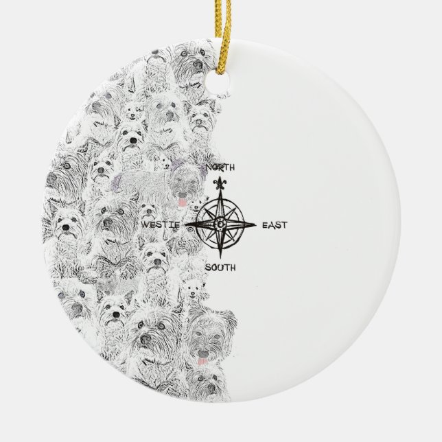 Ornamento De Cerâmica Nordeste e Cão de Westie (Frente)